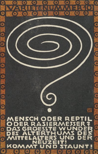Variety Act 10: Man or Reptile or Razor Variety Act 10: Man or Reptile or Razor..., 1907. tekijältä Moritz Jung