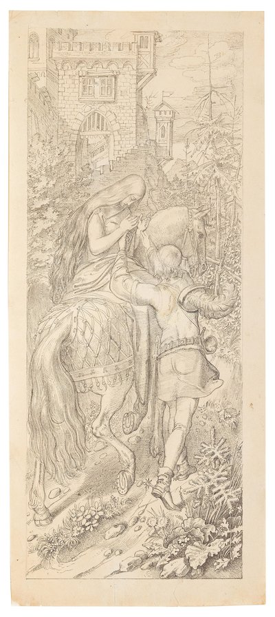 Kohtaus sadusta Seitsemän korppia ja heidän uskollinen sisarensa, 1830-1831. tekijältä Moritz Ludwig von Schwind