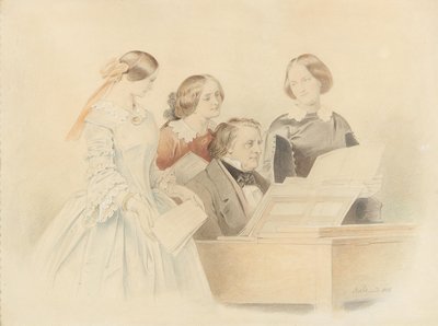 Harjoitus Franz Lachnerin kanssa, 1858. tekijältä Moritz Ludwig von Schwind