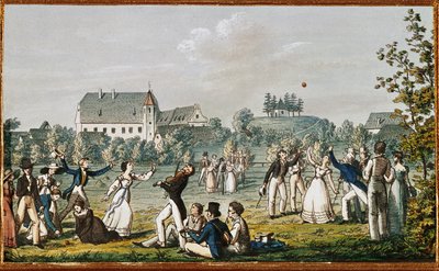 Pallopeli Atzenbruggissa... (etsaus) tekijältä Moritz Ludwig von Schwind