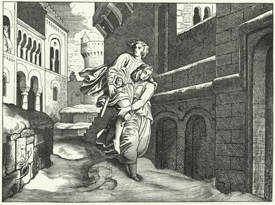 Einhard ja Emma (kaiverrus) tekijältä Moritz Ludwig von Schwind