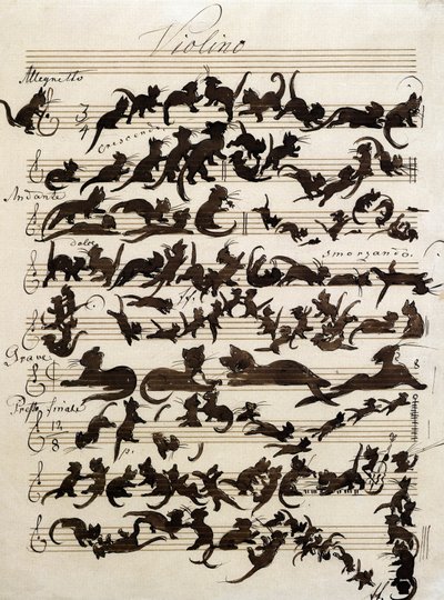 Kissan sinfonia (Die Katzensymphony) Moritz von Schwindin piirros vuodelta 1868. Staatliche Kunsthalle Karlsruhe. tekijältä Moritz Ludwig von Schwind