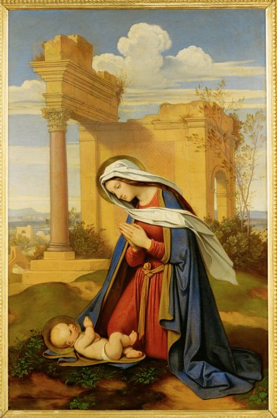 Neitsyt Maria palvelee lasta ... (maalaus kankaalle) tekijältä Moritz Ludwig von Schwind