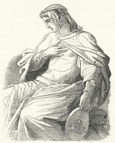 Wolfram von Eschenbach, saksalainen ritari ja runoilija (kaiverrus) tekijältä Moritz Ludwig von Schwind