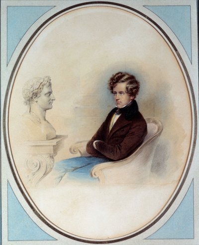 Muotokuva Rooman kuninkaan Napoleon II:sta, Reichstadtin herttuasta (1811-1832), keisari Napoleon I:n pojasta (1769-1821), hänen isänsä rintakuvan edessä Moritz Michael Daffingerin (1790-1849) vedos 1800-luvun yksityinen kokoelma tekijältä Moritz Michael Daffinger