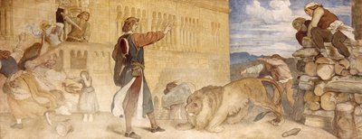 Hän kohteli lioneita kuin vitsailisi, noin 185455 tekijältä Moritz Ludwig von Schwind