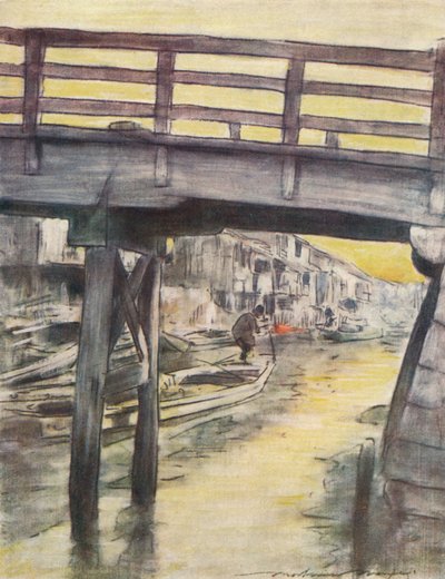 "Kanava Osakassa", c1887, 1901 tekijältä Mortimer L Menpes