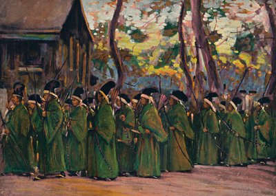 Jousimiesten kulku Kiotossa, n. 1897 tekijältä Mortimer L Menpes