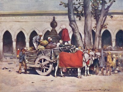 "Kohtaus rautatieaseman ulkopuolella Delhi Durbarin aikana", 1903 tekijältä Mortimer L Menpes
