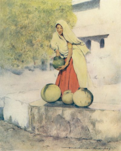 Nainen kaivossa, Jeypore, 1905 tekijältä Mortimer Ludington Menpes