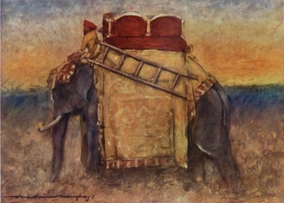 Keski-Intian norsu (väri litho) tekijältä Mortimer Ludington Menpes