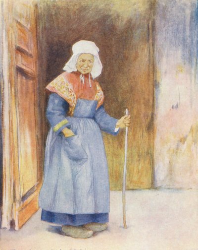 Katedraalin kuistilla, Quimper (värilitro) tekijältä Mortimer Ludington Menpes