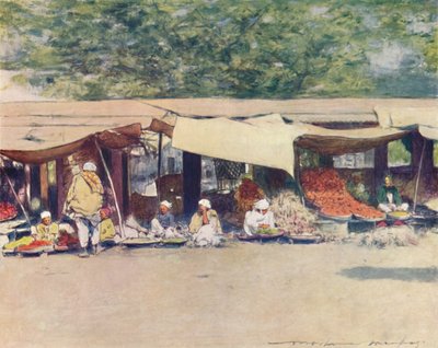 Markkinapäivä Peshawurissa, 1905 tekijältä Mortimer Ludington Menpes
