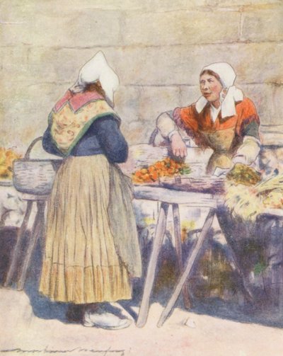 Kasvismarkkinat, Quimper (värilitro) tekijältä Mortimer Ludington Menpes