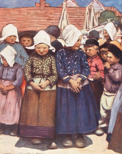 Maailman lapset: Hollanti, kaikki peräkkäin (värilitografia). tekijältä Mortimer Ludington Menpes