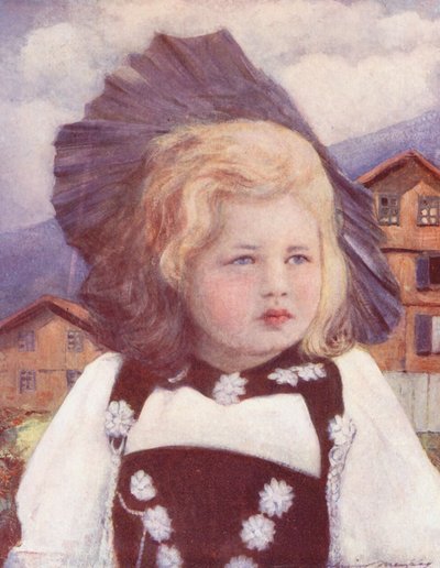 Maailman lapset: Interlakenin vauva (värilitografia). tekijältä Mortimer Ludington Menpes