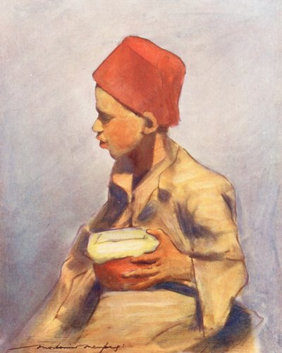 Maailman lapset: Keskipäivän ateria (värilitografia). tekijältä Mortimer Ludington Menpes