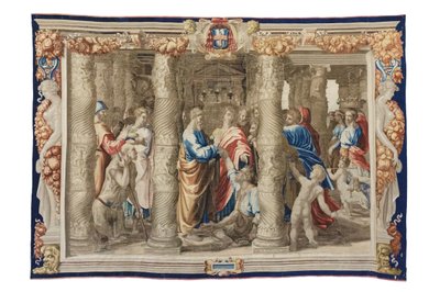 Pyhä Pietari parantaa raajarikon, noin 1630 (gobeliini Rafaelin piirrosten pohjalta). tekijältä Mortlake Tapestry Manufactory