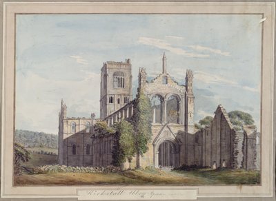 Luoteisnäkymä Kirkstall Abbeysta, 1777 tekijältä Moses Griffiths
