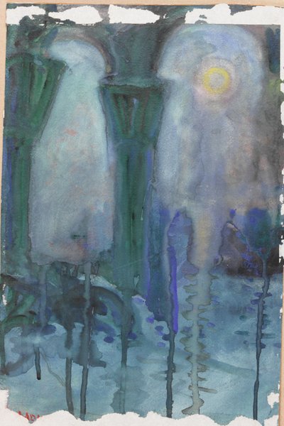 Night Reflections, Venetsia (akvarelli paperille) tekijältä Moses J. Adams