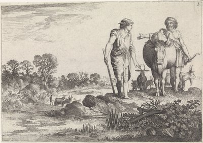 Argus pyytää Mercurya jäämään luokseen Mercury and Argus (sarjan nimi) tekijältä Moyses van Wtenbrouck