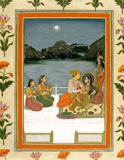 Rakastajat terassilla kuutamoisen järven rannalla, Small Clive Albumista (läpinäkymätön wc paperilla) tekijältä Mughal School