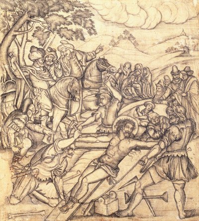 Ristiinnaulitseminen, noin 1650 tekijältä Mughal School