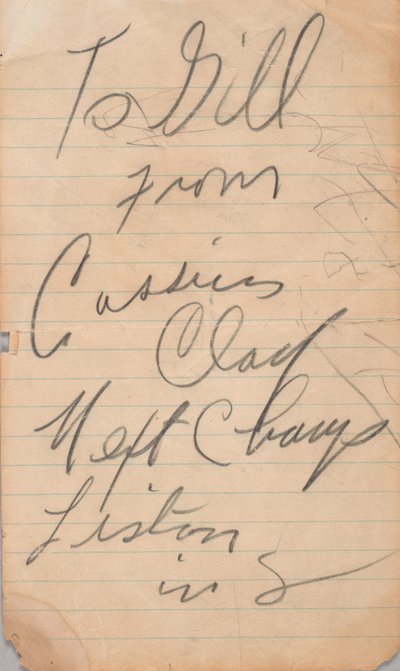 Cassius Clayn kirjoittama nimikirjoitus, 1963. tekijältä Muhammad Ali