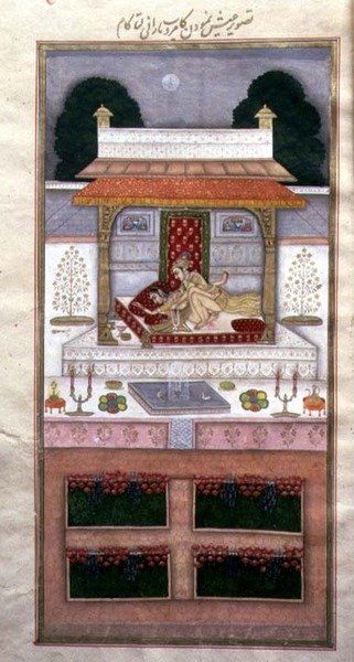 Kamrup ja Kamalta hääyönä Dastur-i Himmatista (n. 1755) (valaistus) tekijältä Muhammad Murad