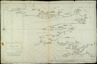 Irlannin lounaisrannikko Castle Havenin Staggsista Dursey I:een. Kartoittanut ja navigoinut M. Mackenzie Sen. 1775. tekijältä Murdoch & Bowen Thomas Senior (fl.1775) Mackenzie