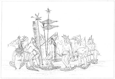 Chippewa lumikenkätanssi, 1841. tekijältä Myers and Co