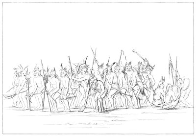 Siouxin koiratanssi, 1841. tekijältä Myers and Co