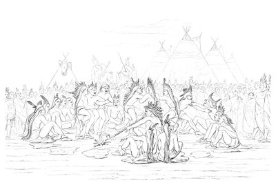 Amerikan intiaani piipputanssi, 1841. tekijältä Myers and Co