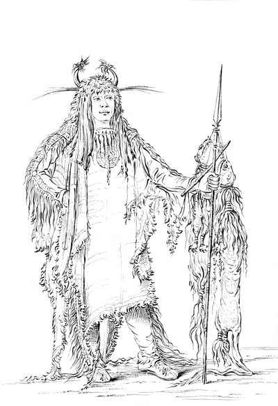 Eagle Ribsin muotokuva, intiaani mies, 1841. tekijältä Myers and Co