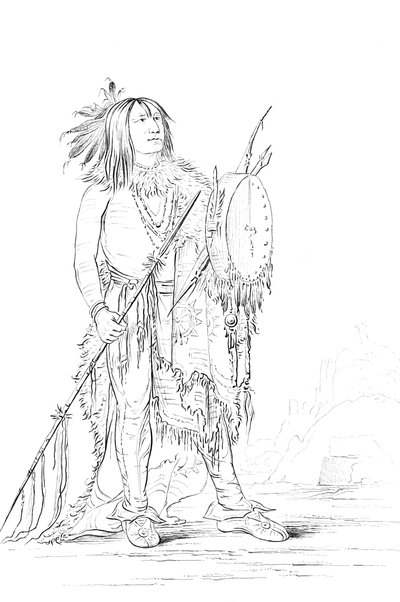 Muotokuva White Buffalosta, intiaani miehestä, 1841. tekijältä Myers and Co