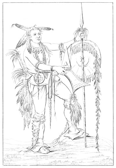 Sac or Fox brave, Rock Island, Ylä-Mississippi, 1841. tekijältä Myers and Co
