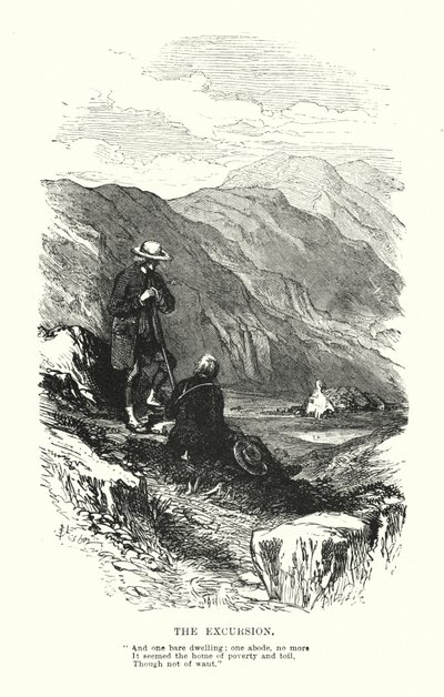 William Wordsworth: Retki (kaiverrus) tekijältä Myles Birket (after) Foster