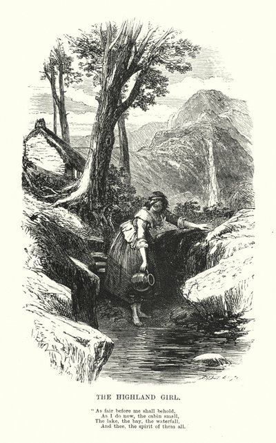 William Wordsworth: Highland Girl (kaiverrus) tekijältä Myles Birket (after) Foster