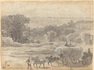Iltamaisema heinävaunun kanssa tekijältä Myles Birket Foster