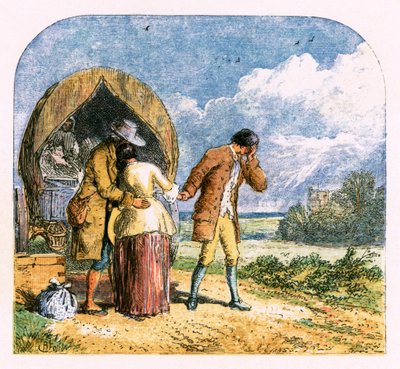 Kuvitus "Autioitu kylä" tekijältä Myles Birket Foster