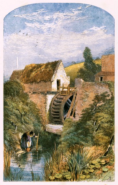 Kuvitus "Autioitu kylä" tekijältä Myles Birket Foster