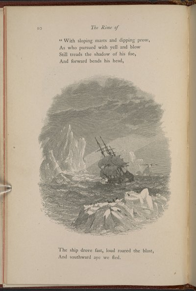 Kuvitus sivulla 10 Samuel Taylor Coleridgen teoksesta "The Rime of the Ancient Mariner" tekijältä Myles Birket Foster