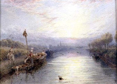Jokimaisema (akvarelli) tekijältä Myles Birket Foster