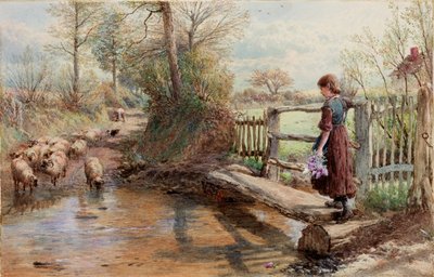 Näkymä Surreyssa, noin 1863-1890 (akvarelli ja guassi) tekijältä Myles Birket Foster