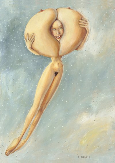 Surrealistinen leijuva alastonkuva tekijältä Myriam Feuilloley