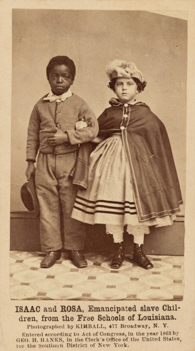 Isaac ja Rosa, vapautetut orjalapset, Louisianan vapaakouluista, 1863-1864 (kuva). tekijältä Myron H. Kimball