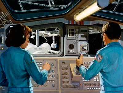 Futuristisen avaruusaseman sisällä, 1970-luku. tekijältä NASA Images