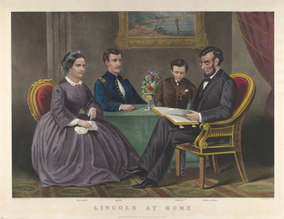 Lincoln kotona, 1867 tekijältä Nathaniel Currier