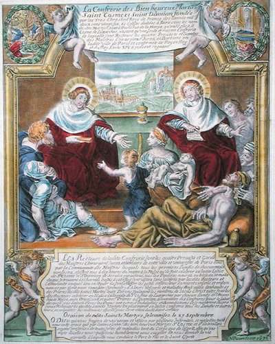 SS. Cosmas ja Damian parantavat köyhiä tekijältä N. Picart