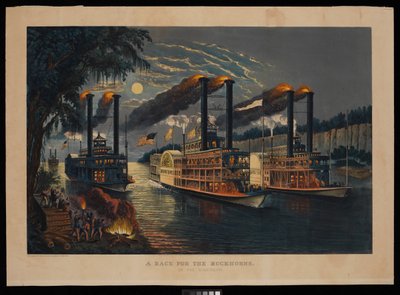 Kilpailu Mississippin sarvipäistä tekijältä N. and Ives J.M. (1824 95) Currier